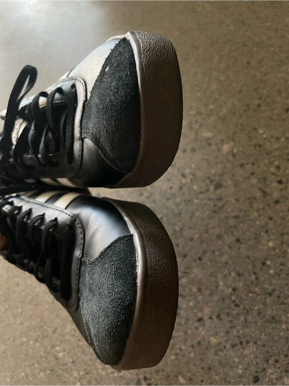 adidas Black White Brown Platform Sneakers with Three Stripes